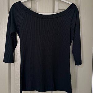 Camarote Black Ribbed Boatneck Top – Size Small (Gently worn)